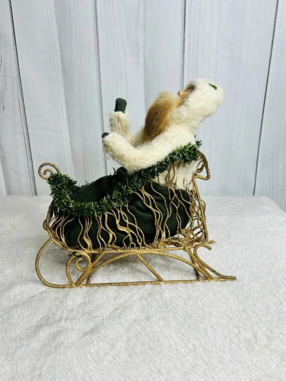 Byers Choice Victorian Santa in Gold Sleigh with Deer 1998 Holiday Traditions